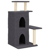 Cat tree with dark grey sisal scratching posts 97 cm