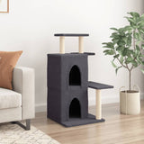 Cat tree with dark grey sisal scratching posts 97 cm