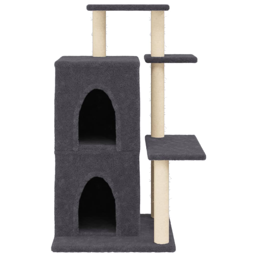 Cat tree with dark grey sisal scratching posts 97 cm