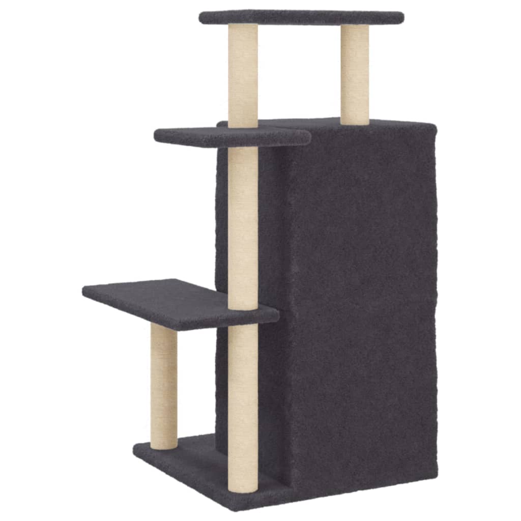 Cat tree with dark grey sisal scratching posts 97 cm