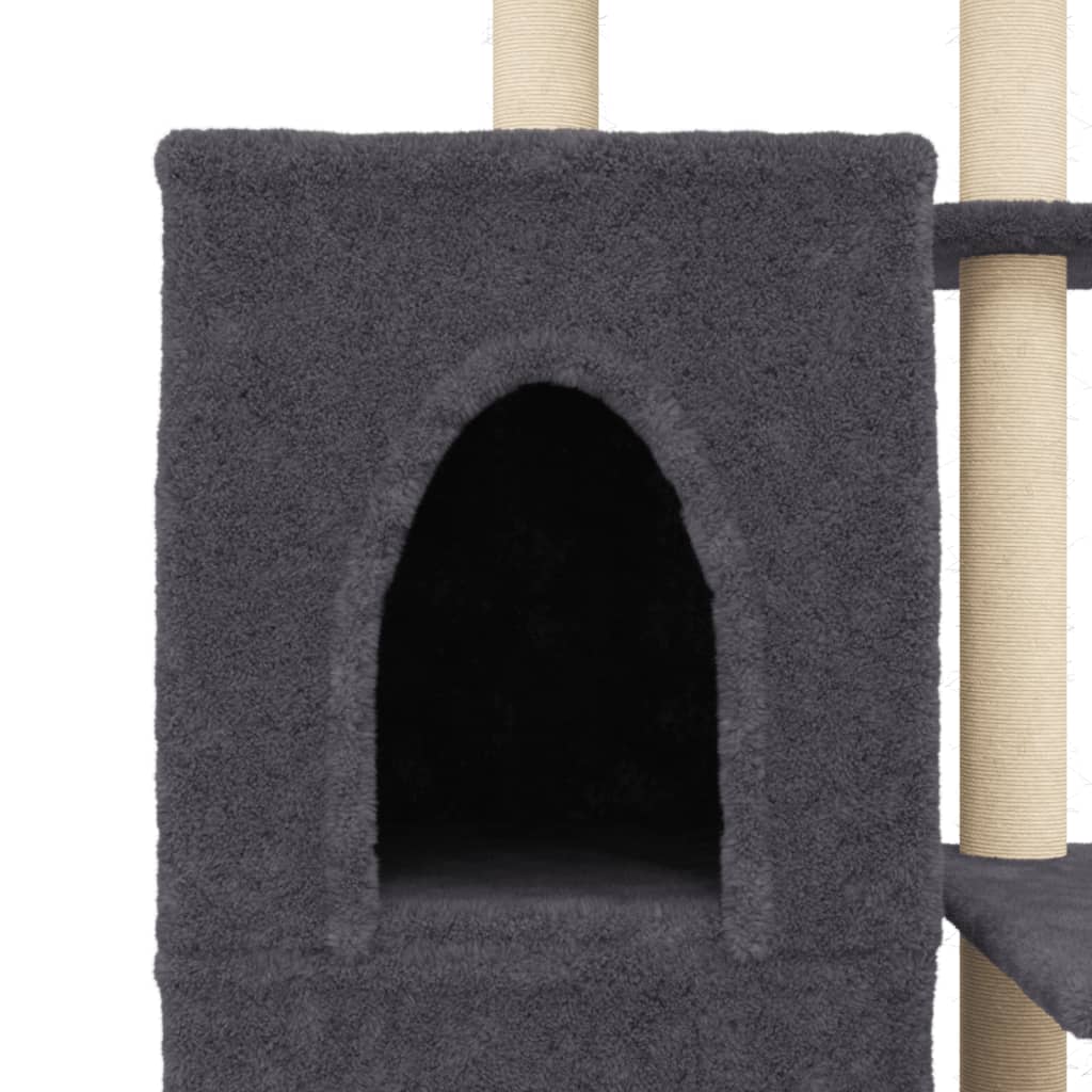 Cat tree with dark grey sisal scratching posts 97 cm