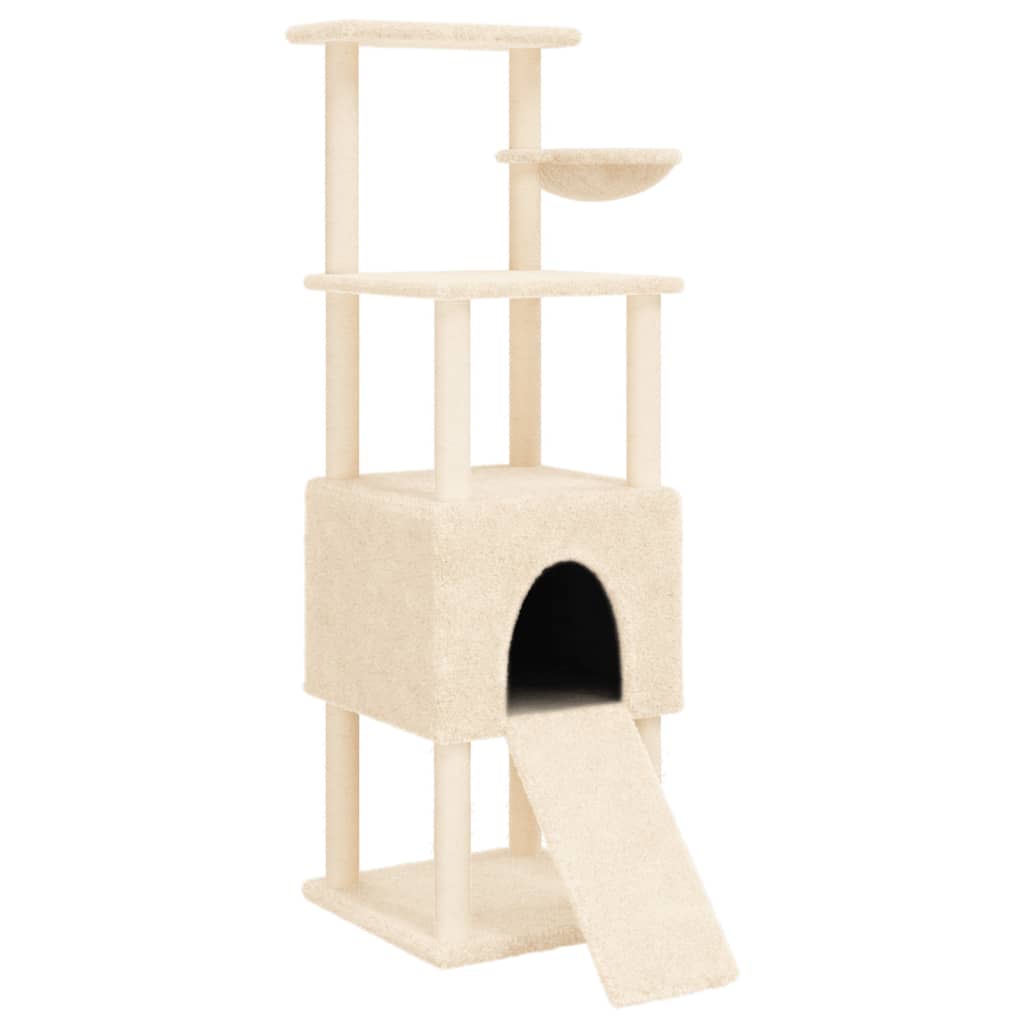 Cat tree with sisal scratching posts Cream 153 cm