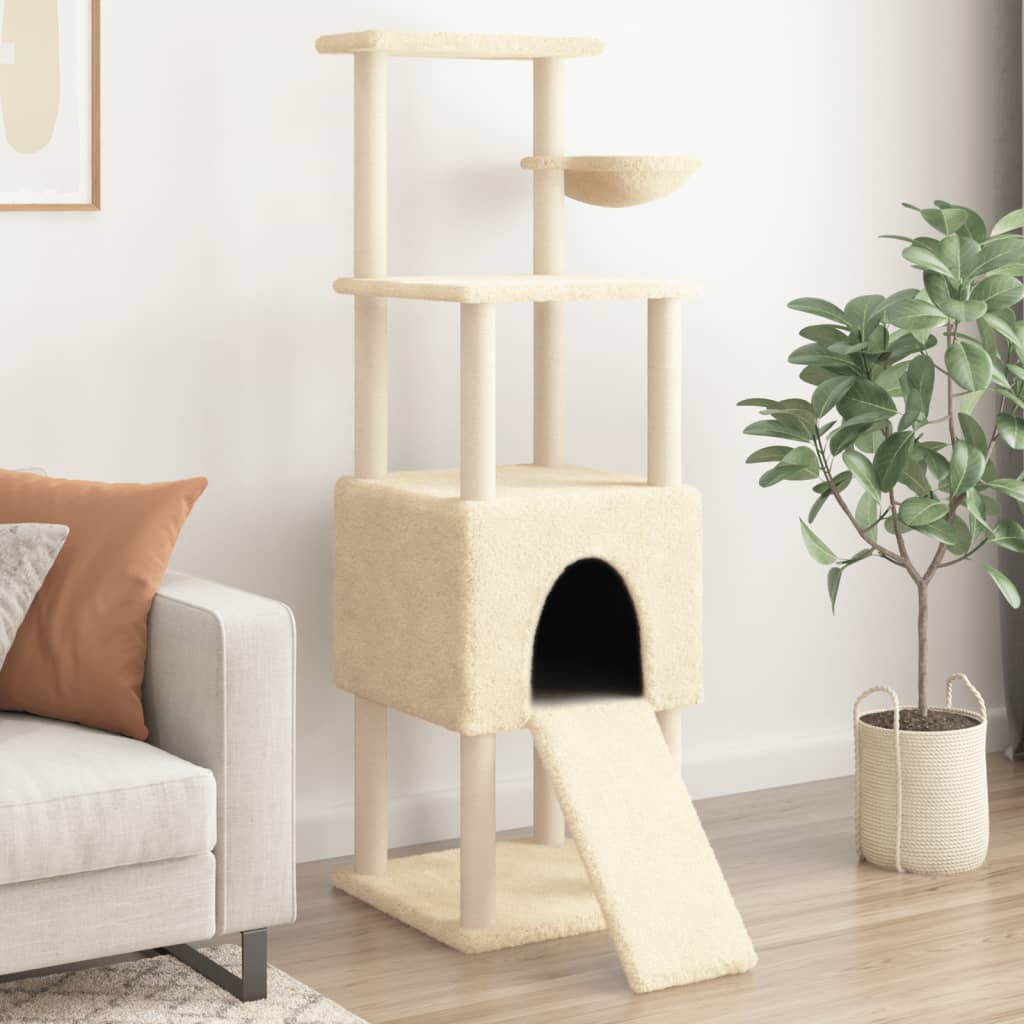 Arbre à chat avec griffoirs en sisal Crème 153 cm