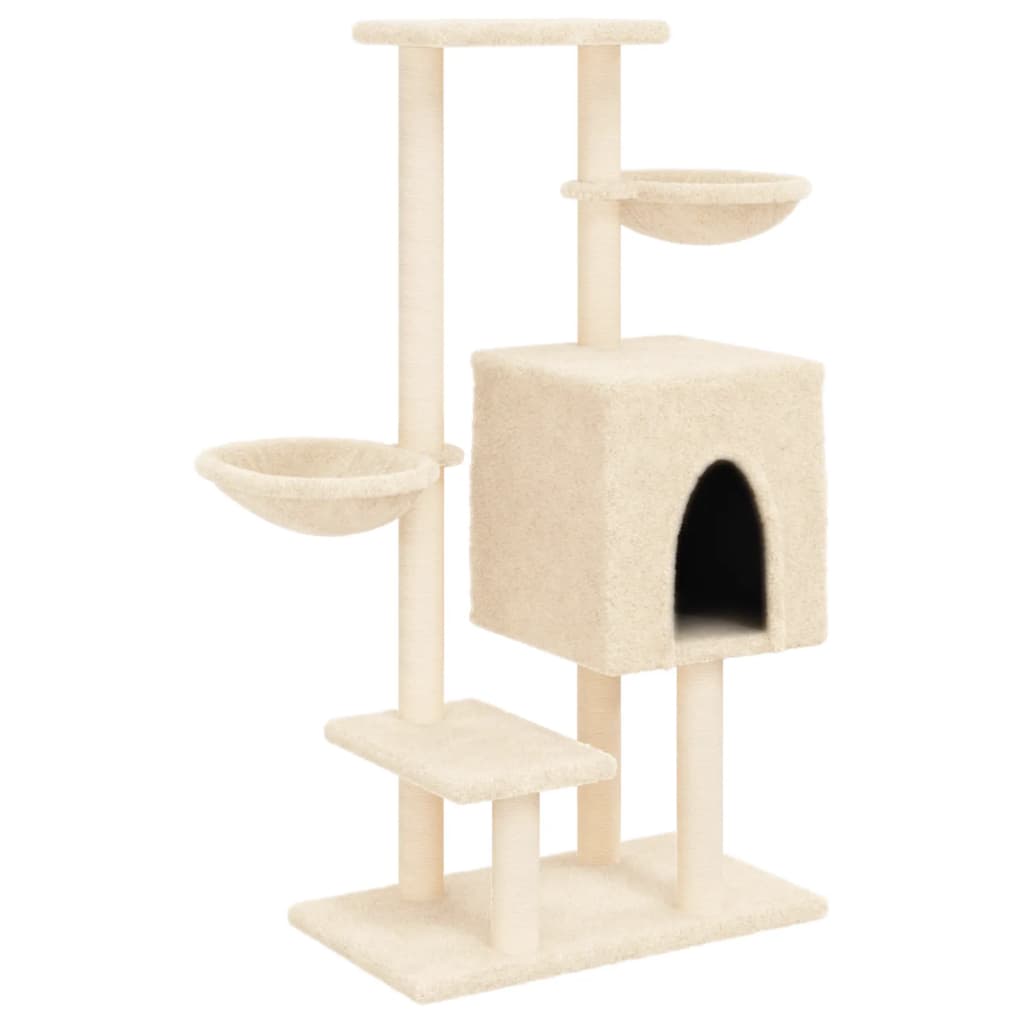 Arbre à chat avec griffoirs en sisal crème 117 cm