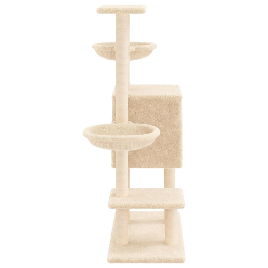 Arbre à chat avec griffoirs en sisal crème 117 cm