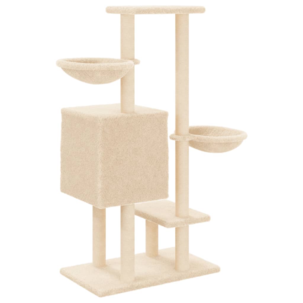 Arbre à chat avec griffoirs en sisal crème 117 cm