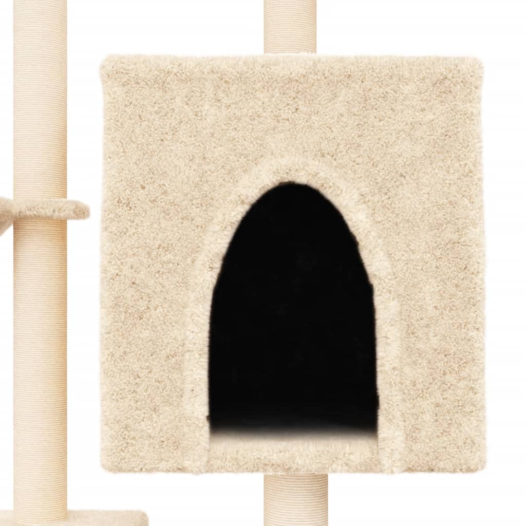 Arbre à chat avec griffoirs en sisal crème 117 cm