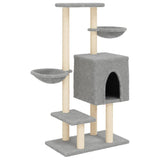 Cat tree with sisal scratching posts, light grey, 117 cm