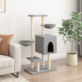 Cat tree with sisal scratching posts, light grey, 117 cm