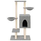 Cat tree with sisal scratching posts, light grey, 117 cm