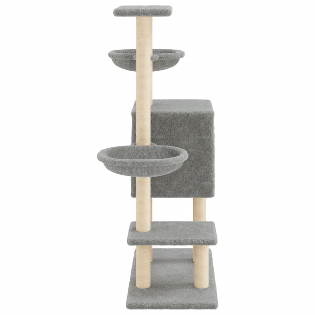 Cat tree with sisal scratching posts, light grey, 117 cm