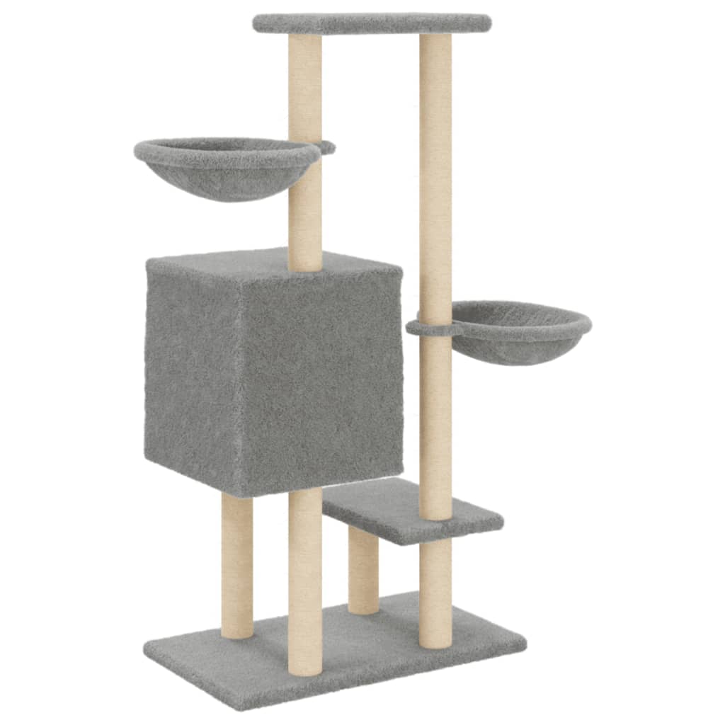 Cat tree with sisal scratching posts, light grey, 117 cm