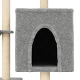 Cat tree with sisal scratching posts, light grey, 117 cm