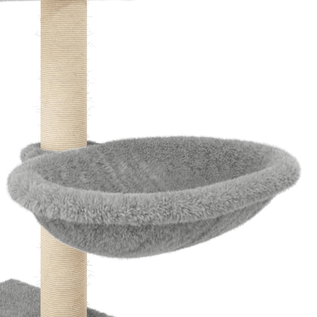 Cat tree with sisal scratching posts, light grey, 117 cm