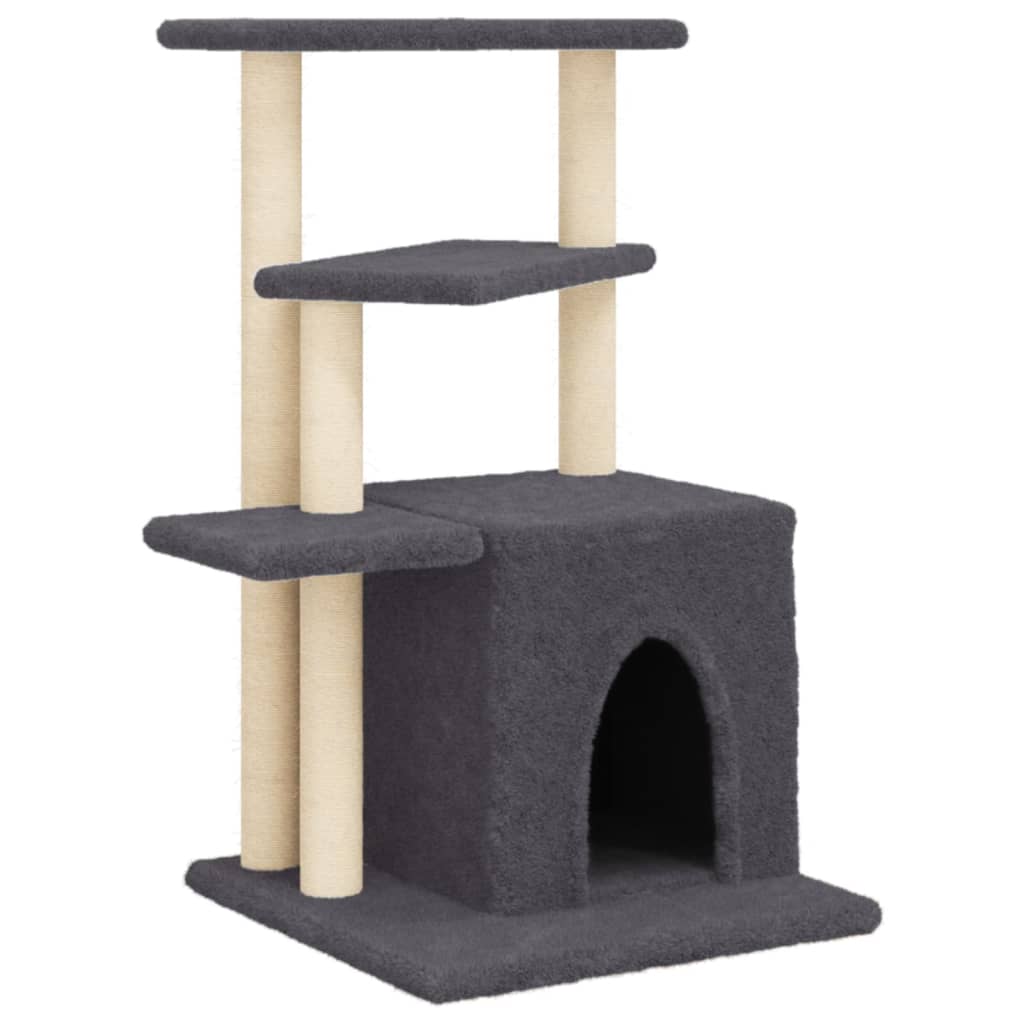 Arbre à chat avec griffoirs en sisal gris foncé 83,5 cm