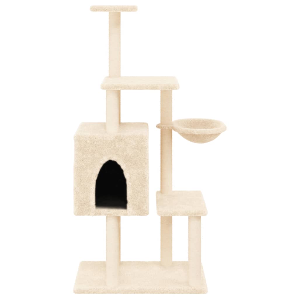 Arbre à chat avec griffoirs en sisal Crème 131 cm