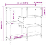 Sonoma grauer Konsolentisch 103x32x95 cm, Holzwerkstoff