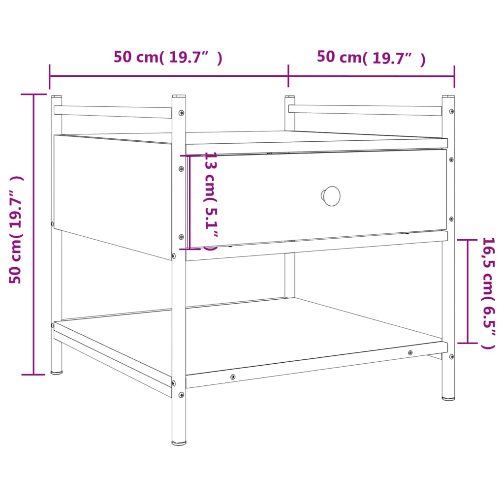 Table basse noir 50x50x50 cm bois d'ingénierie