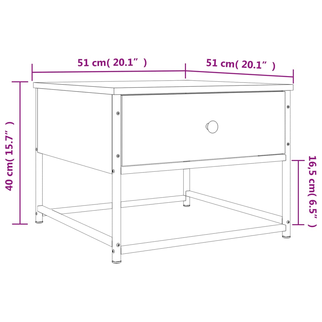 Sonoma coffee table gray 51x51x40 cm engineered wood