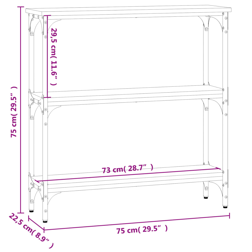 Schwarzer Konsolentisch 75x22,5x75 cm, Holzwerkstoff