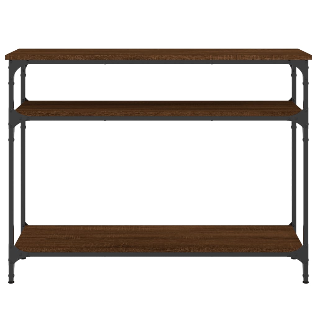 Console table brown oak 100x29x75 cm engineered wood