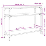 Console table brown oak 100x29x75 cm engineered wood