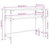 Table console noir 100x35,5x75 cm bois d'ingénierie