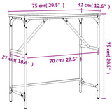 Table console chêne sonoma 75x32x75 cm bois d'ingénierie