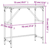 Table console chêne fumé 75x32x75 cm bois d'ingénierie