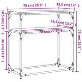 Table console noir 75x35,5x75 cm bois d'ingénierie