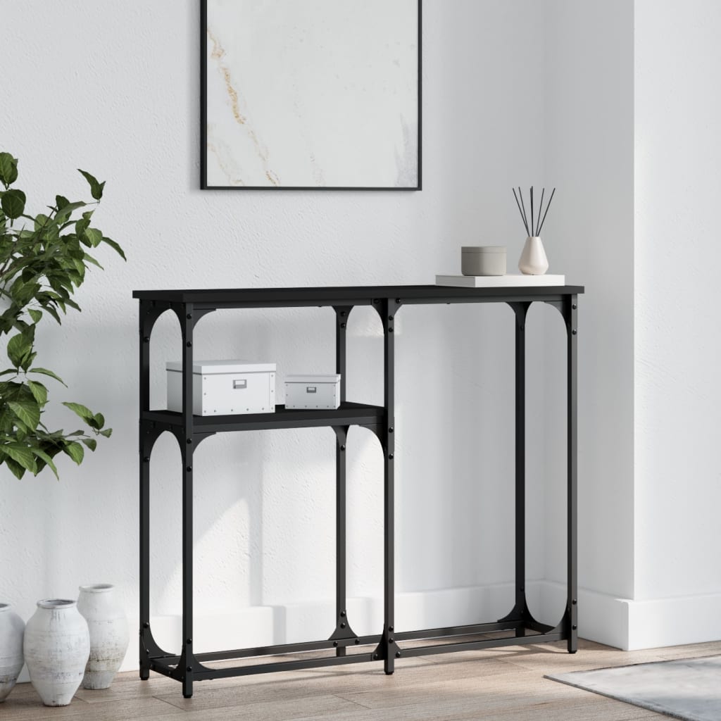 Black console table 90x22.5x75 cm engineered wood