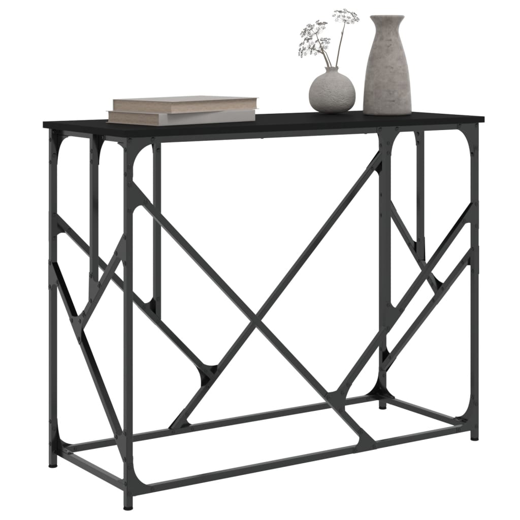 Black console table 100x40x80 cm engineered wood