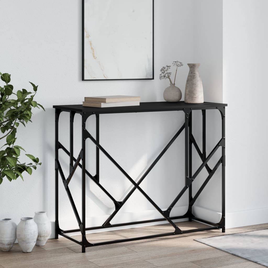 Black console table 100x40x80 cm engineered wood