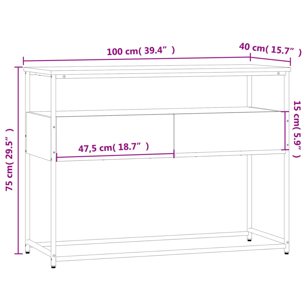 Console table sonoma gray 100x40x75 cm engineered wood