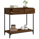 Console table brown oak 75x34.5x75 cm engineered wood