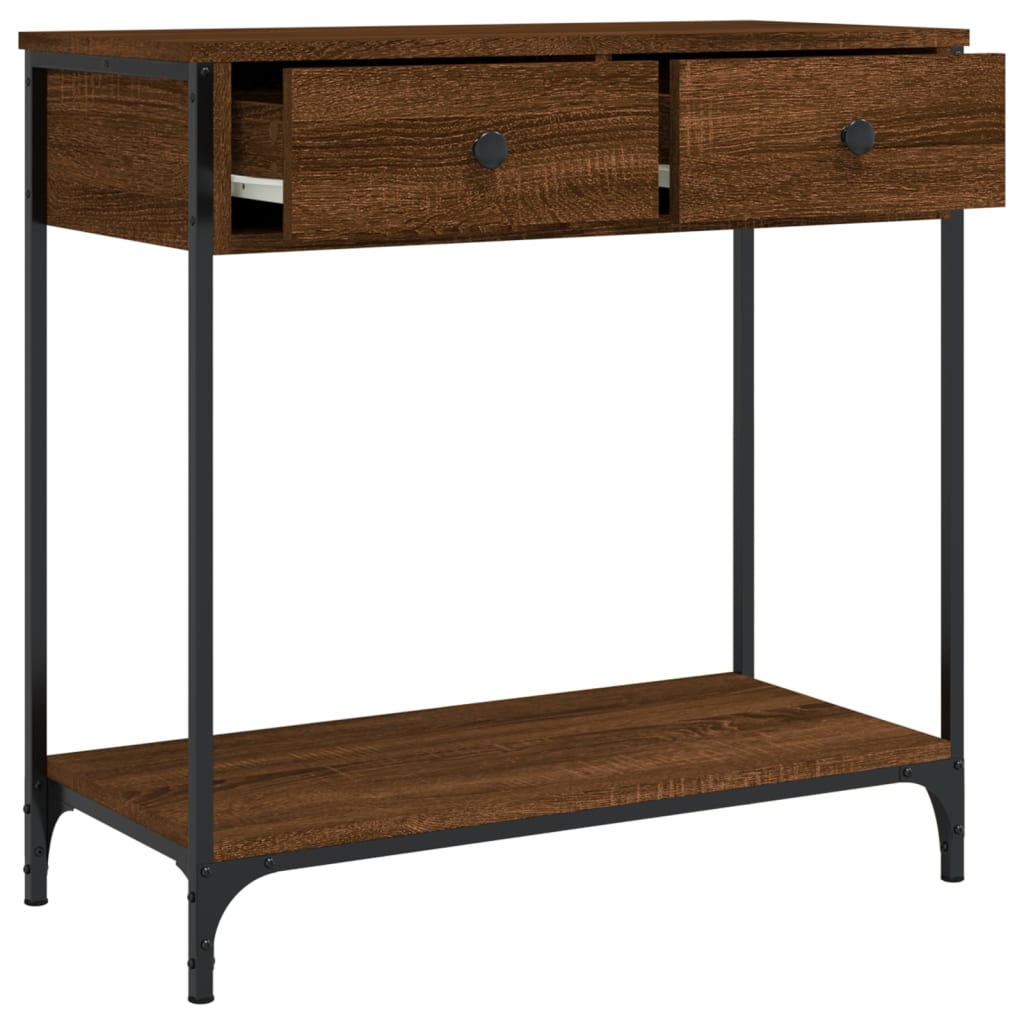 Console table brown oak 75x34.5x75 cm engineered wood