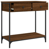 Console table brown oak 75x34.5x75 cm engineered wood