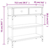 Table console chêne fumé 72,5x25x75 cm bois d'ingénierie