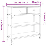 Table console sonoma gris 72,5x25x75 cm bois d'ingénierie