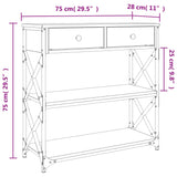 Table console sonoma gris 75x28x75 cm bois d'ingénierie