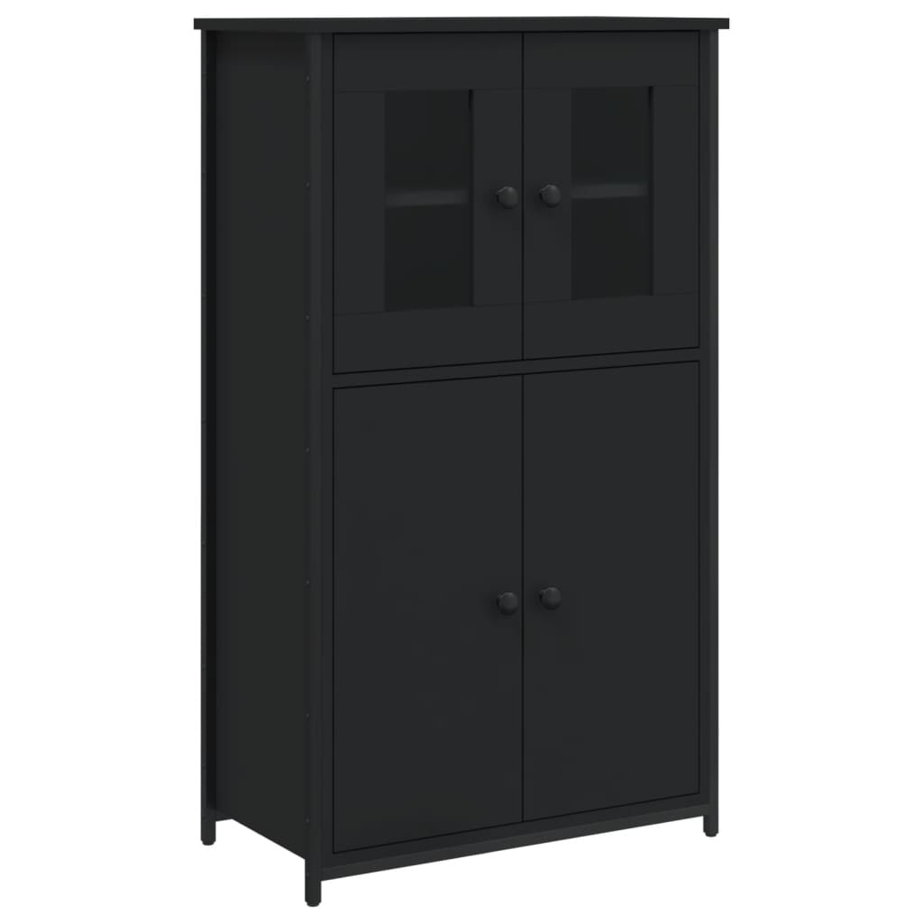 Buffet haut noir 62x32x106,5 cm bois d'ingénierie