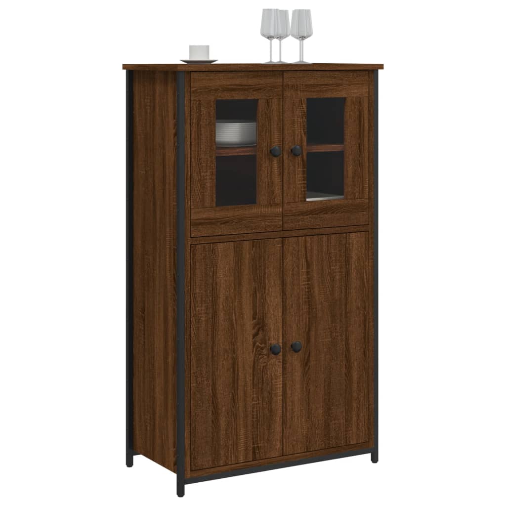 Buffet haut chêne marron 62x32x106,5 cm bois d'ingénierie