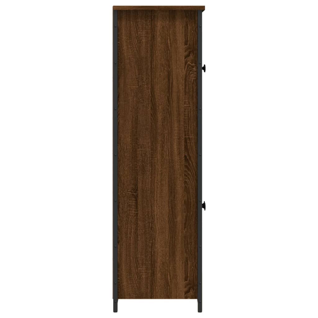 Buffet haut chêne marron 62x32x106,5 cm bois d'ingénierie