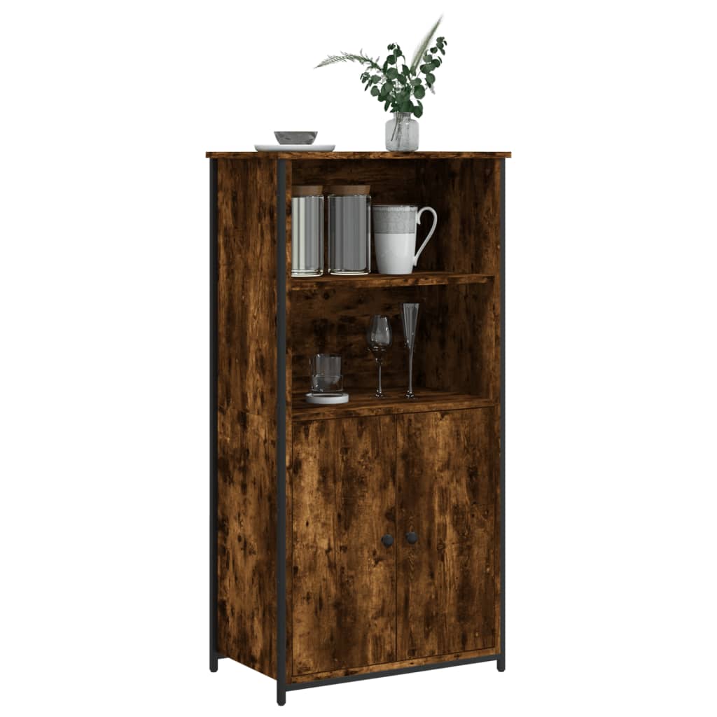 Buffet haut chêne fumé 62x36x121,5 cm bois d'ingénierie