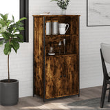 Buffet haut chêne fumé 62x36x121,5 cm bois d'ingénierie