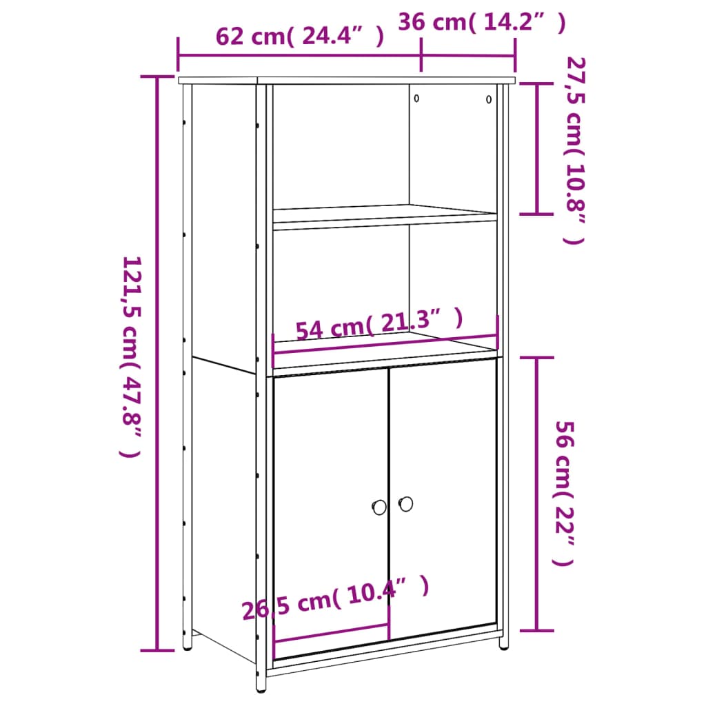 Buffet haut sonoma gris 62x36x121,5 cm bois d'ingénierie