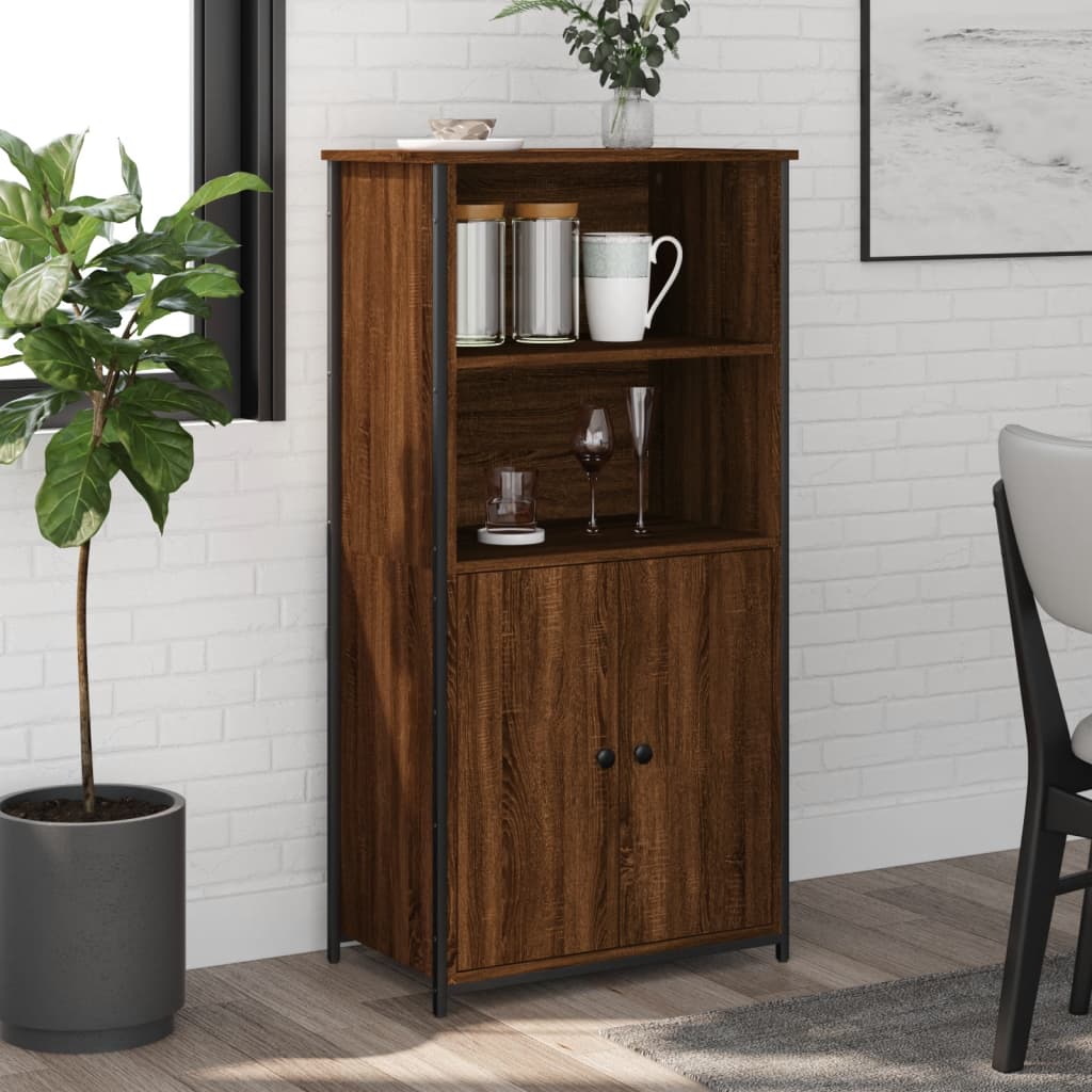 High sideboard brown oak 62x36x121.5 cm engineered wood