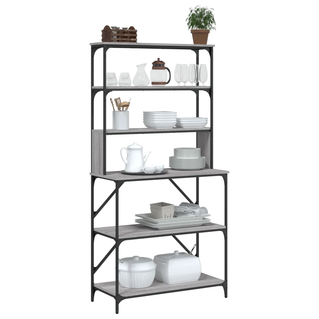 6-tier baker's rack sonoma gray 90x40x180 cm