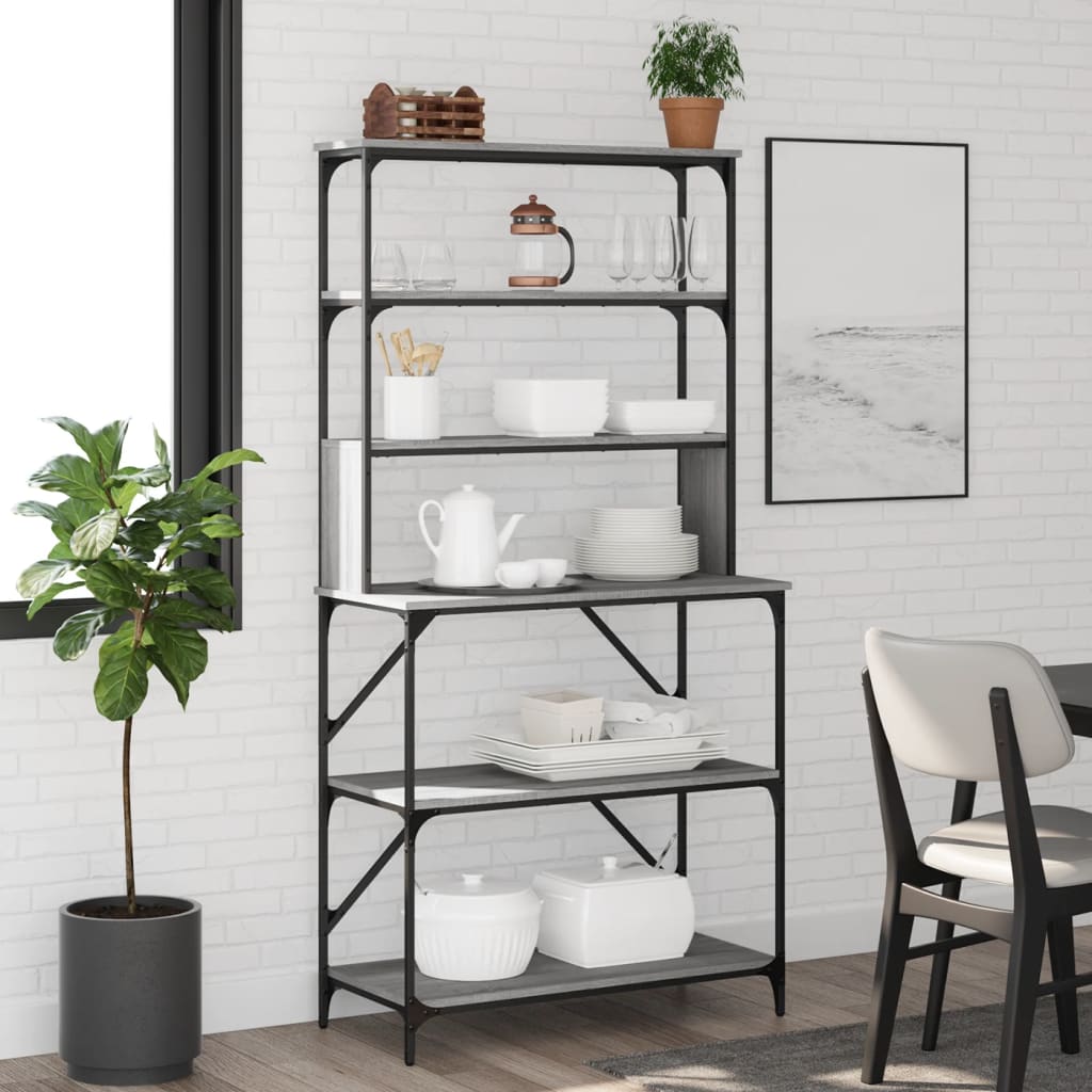 6-tier baker's rack sonoma gray 90x40x180 cm