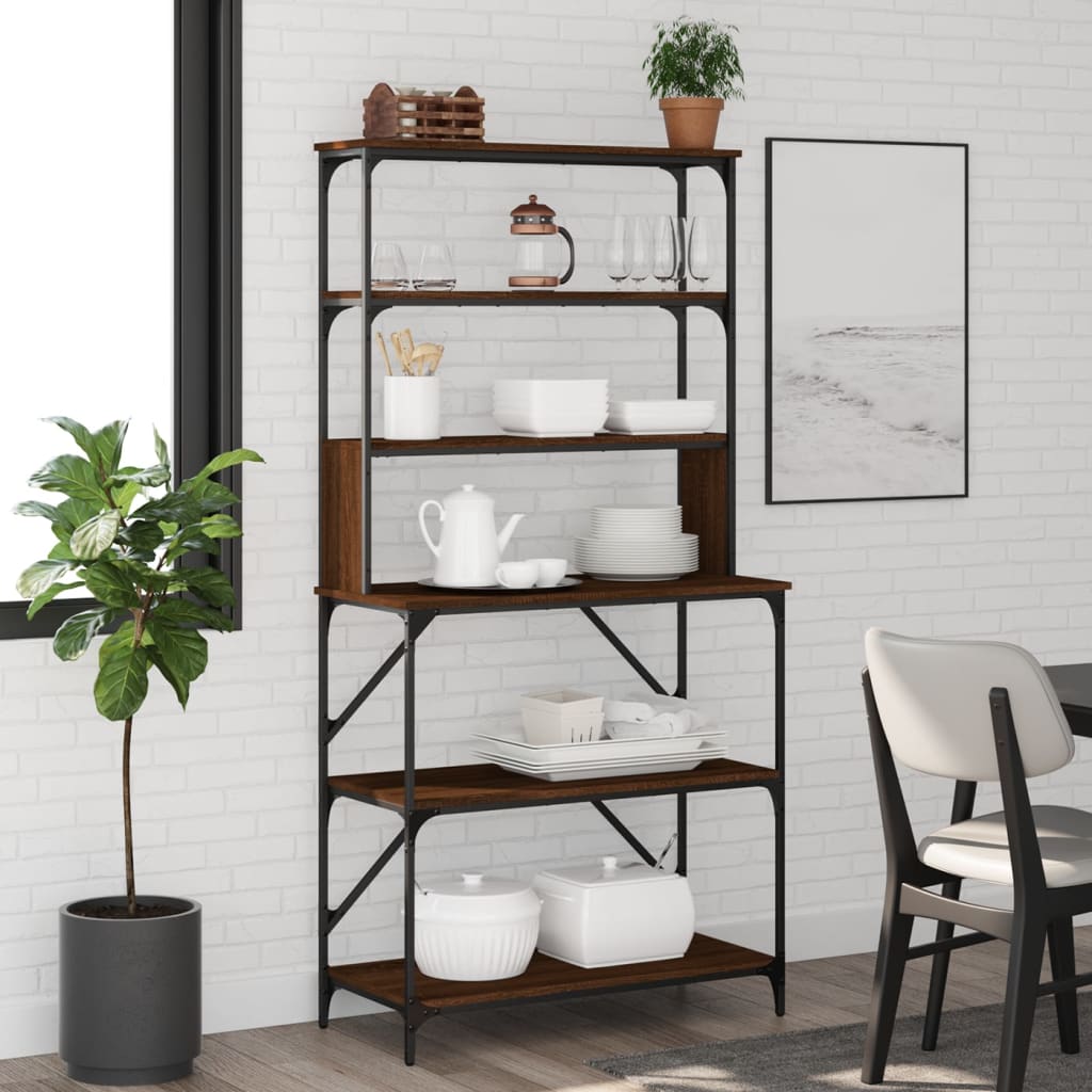 6-tier baker's rack brown oak 90x40x180 cm